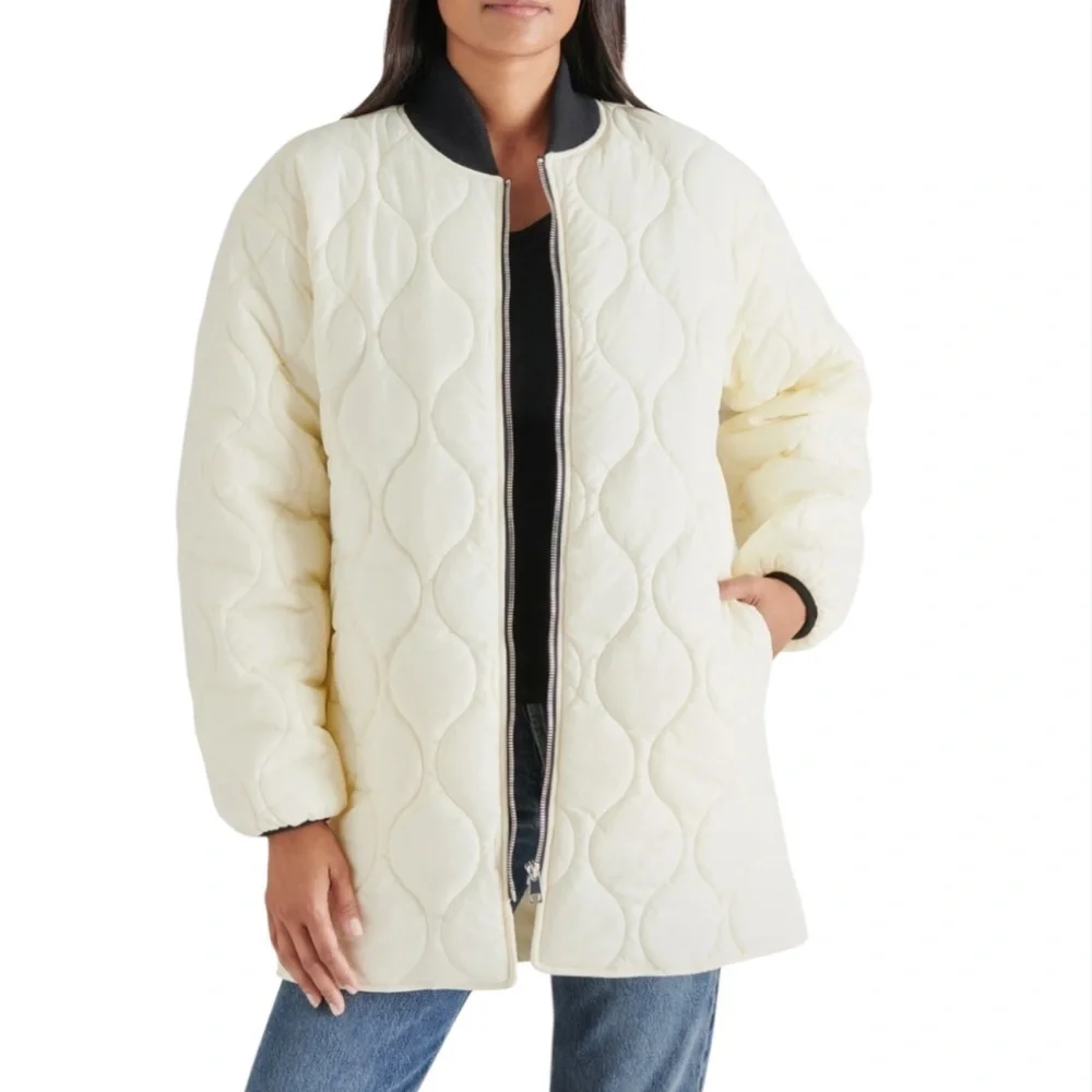 NWT Steve Madden Quilted Military Liner Jacket XS Oatmeal